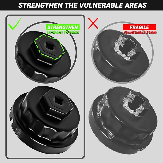 64mm 14 Flutes/4 Slots Oil Filter Cap Wrench Removal Tool Socket Compatible with Toyota, Lexus, and Scion Vehicles Equipped with 2.5L to 5.7L engines, Black Heavy-Duty Aluminum