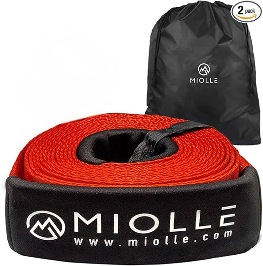 MiolleGear Tow Strap 3”x20’- 33400lbs MBS Recovery Strap Kit Includes: Tow Rope, Storage Case