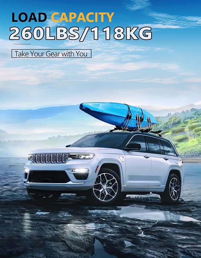 Tuyoung All Aluminum Roof Rack Cross Bars Compatible with Jeep Grand Cherokee L 2021-2026 and 2022 2023 2024 2026 Grand Cherokee WL, Lockable 260lb Heavy Duty Crossbar Racks Roof Rail Rooftop Luggage