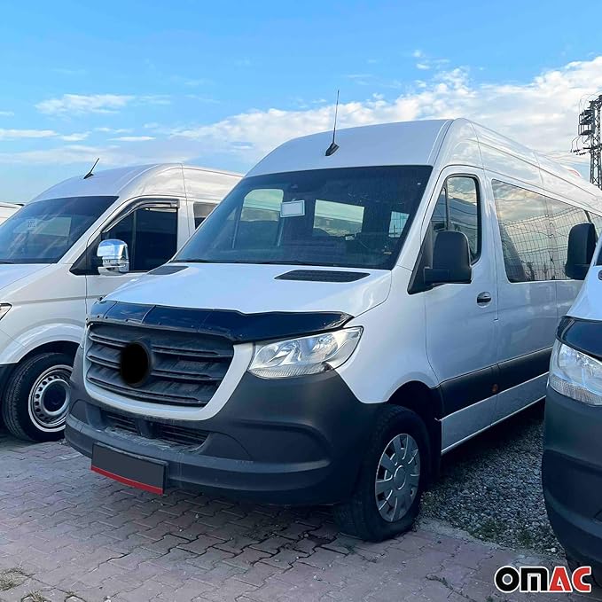 OMAC Front Bug Shield Hood Deflector for Mercedes Sprinter W907 910 2019-2025, 3 Pcs, All Weather, Black