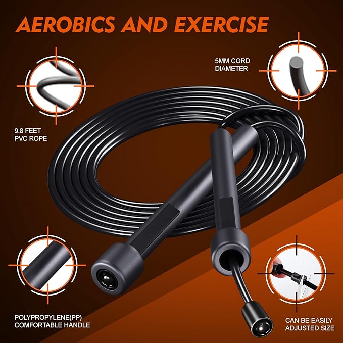 14 Pack Adjustable PVC Jump Rope for Cardio Fitness - Versatile Jump Rope for Women Men Kids Christmas Gift -Tangle-Free for Keeping Fit, Training, Workout