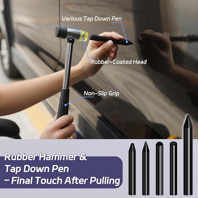 VEXTRO Dent Puller Kit, Paintless Dent Repair Tools with Dent Lifter, Bridge Puller, Slide Hammer T-Bar, PDR Car Dent Removal Kit with Glue Gun and Tabs for Auto Body Hail Damage