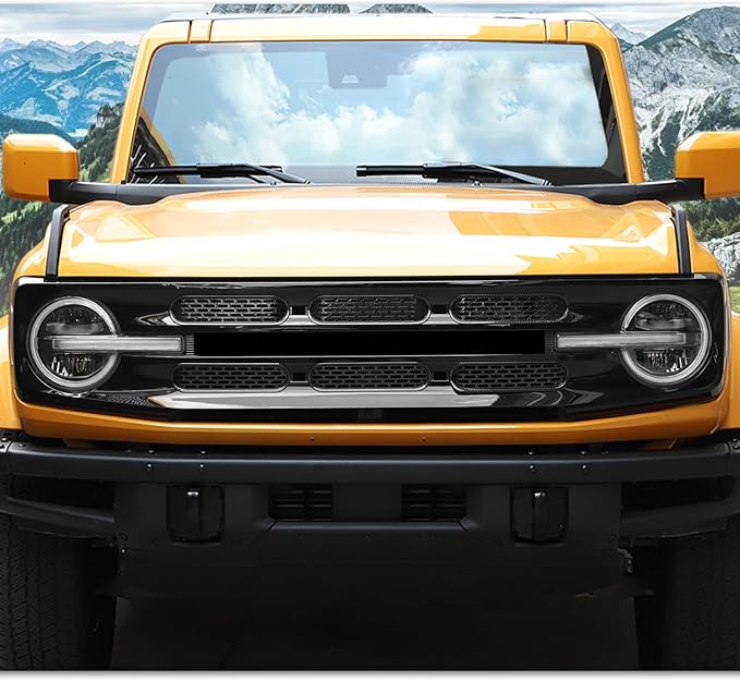 Front Grill Mesh Grille Inserts Cover Frame Trims Kit 6Pcs Fit for Ford Bronco 2021-2025+ 2/4 Door Exterior Accessories (Carbon Fiber)
