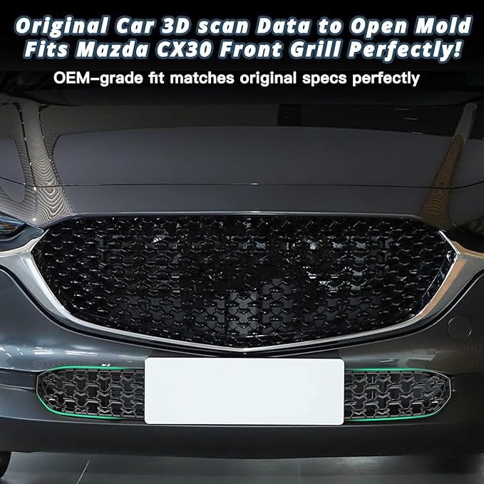 RUIYA CX30 Front Grill Mesh Inserts Trims for Mazda CX30 Accessories 2PCS Front Grille Guard Compatible with 2020 2021 2022 2023 2024 2025 Mazda CX30(320MM for CX30 Preferred Grilles)