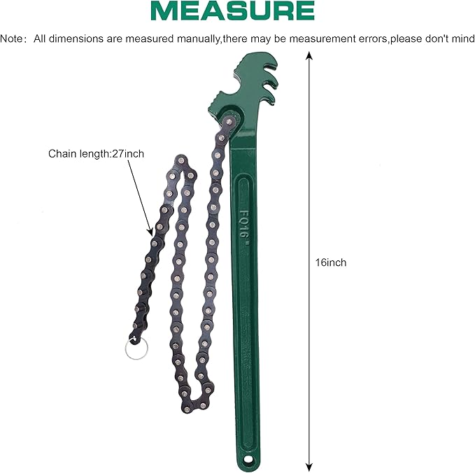 Ratcheting Chain Wrench, 16 inches Automotive Oil Fuel Filter Chain Wrench Pliers Adjustable Removal Remover Tool