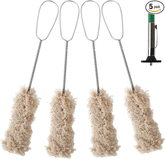 Extra Long Handle Tire Lubricant Brush Applicator Swab Set (Pack of 4), 12.5 Inch Long, Come with Tread Depth Gauge | Universal Fit for Most Common Lube Buckets