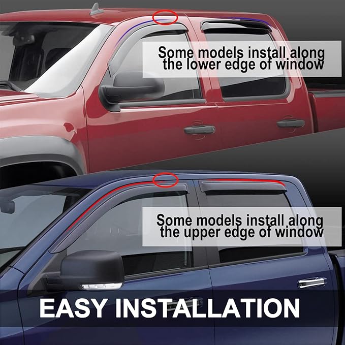 94375 Side Window Visor Wind Vent Deflector,4pcs Outside Mount Tape-On Nice Sun Rain Guards Set fit for 2014-2018 Subaru Forester