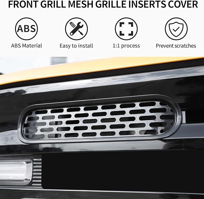 Front Grill Mesh Grille Inserts Cover Frame Trims Kit 6Pcs Fit for Ford Bronco 2021-2024 2/4 Door Exterior Accessories (Black)