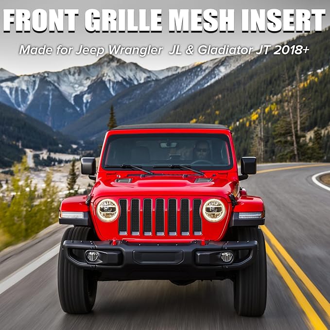 moveland Grill Insert for Jeep JL - Aluminum Alloy Mesh Grille Grid Insert Screen Compatible with Jeep Wrangler JL & Jeep Gladiator 2018 2019 2020 2021 2022 2023 2024