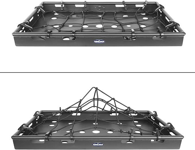 Hooke Road JLU Rear Trunk Cargo Cover Basket Rack Luggage Storage Carrier Tray for 2018-2025 Jeep Wrangler JLU 4-Door Hardtop & Sky One-Touch Power Top