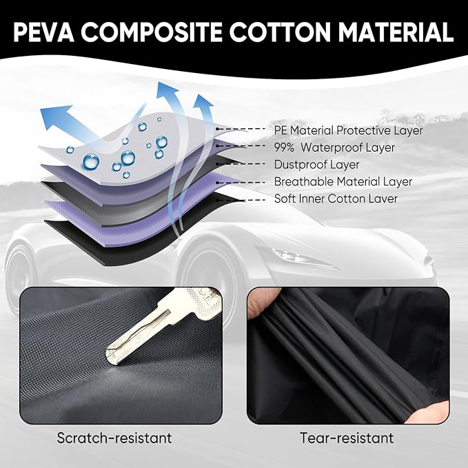 Neverland Car Cover - Car Cover Waterproof All Weather Snowproof UV Protection Windproof Full Car Covers with Side Door Zipper,Reflective Strips,Storage Bag Full Exterior Covers