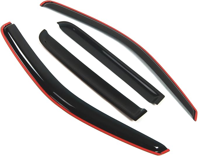 TuningPros in-Channel Window Vent Visors Rain Guards Compatible with Dodge Dakota Quad Cab 2000-2004 | Side Window Wind Deflectors Rain Shields | Smoke Tinted, 4 Pcs Set, DGWV-114i