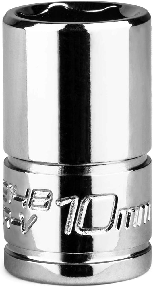Capri Tools 10 mm Shallow Socket, 1/4" Drive, 6 Pt., Metric
