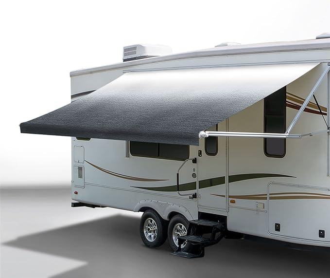 RecPro RV Awning Fabric Replacement | Width Options from 8 Feet to 22 Feet | Variety of Color Options | 8' (96") Length RV Awning Replacement | Premium Vinyl (16' - Actual Width 15' 1", Gray Fade)