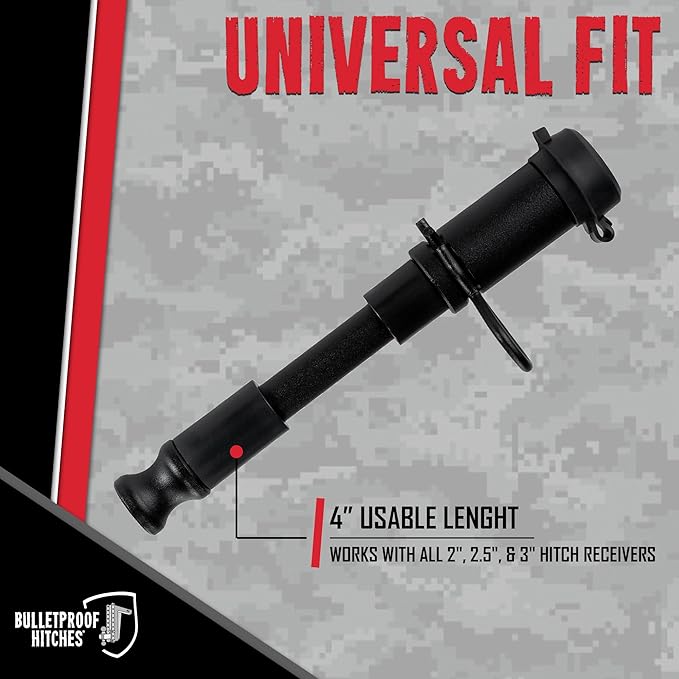 BulletProof Hitches - 5/8" Trailer Hitch Locking Pin - Universal Fit, Stainless Steel, Weather Resistant Rubber Cap - Black, 1 Pack