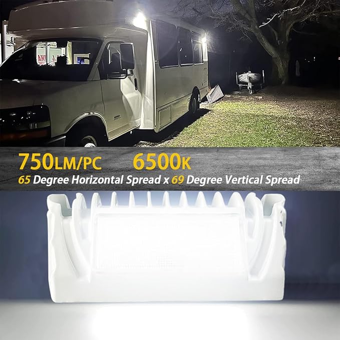 SKTYANTS 5 Inch RV LED Exterior Lights 12 Volt Exterior RV Lights, Led RV Porch Light 800 Lumen Lighting Fixture Kit Replacement for RVs Trailers Campers(2 PCS White Housing)