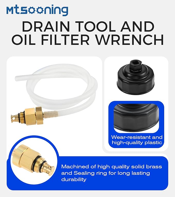 Mtsooning Advanced Engine Threaded Oil Funnel,Oil Filter Wrench and Drain Tool,Oil Filter Remover Tool Compatible with Toyota,Tacoma,Lexus,Camry, Corolla,Honda,Scion,Sienna,RAV4,RX350,etc