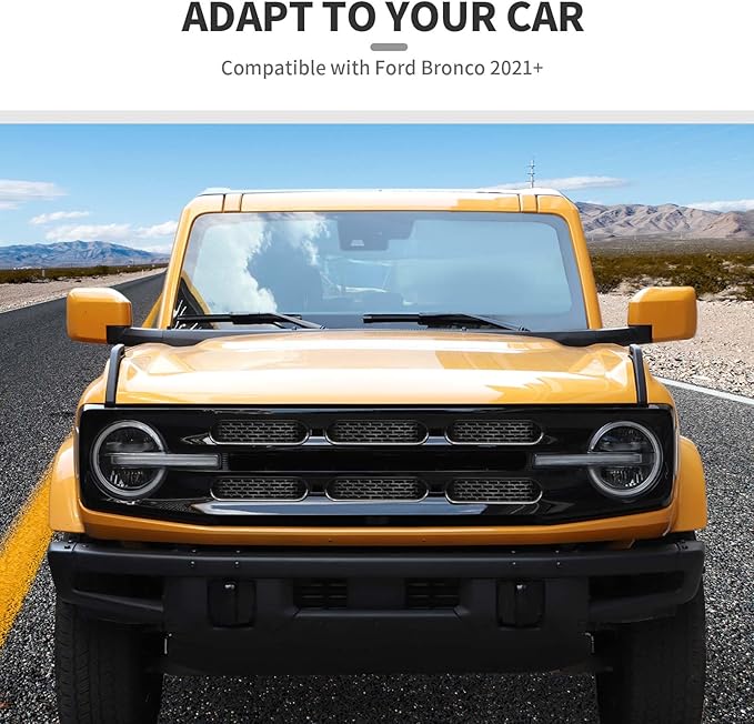 Jimen Compatible with Ford Bronco 2021-2023, 6PCS Front Grille Inserts Mesh Grill Cover Exterior Trim Accessories (Carbon Fiber)