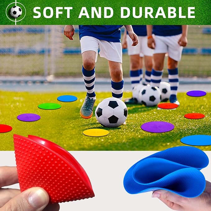 Poly Spot Markers 9 inch Non-Slip Rubber Agility Markers Flat Field Cones Floor Dots for Football, Soccer, Basketball Training Markers, School Activities, Exercise Drills, Social Distancing