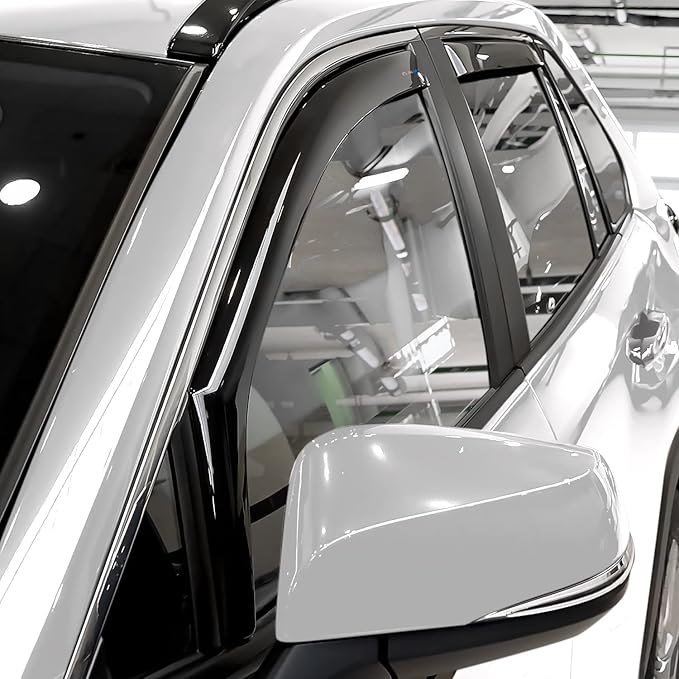 CLIM ART in-Channel Incredibly Durable Rain Guards for Toyota RAV4 2019-2025, Original Window Deflectors, Vent Deflector, Vent Window Visors, Dark Smoke Car Accessories, 4pcs - 619152