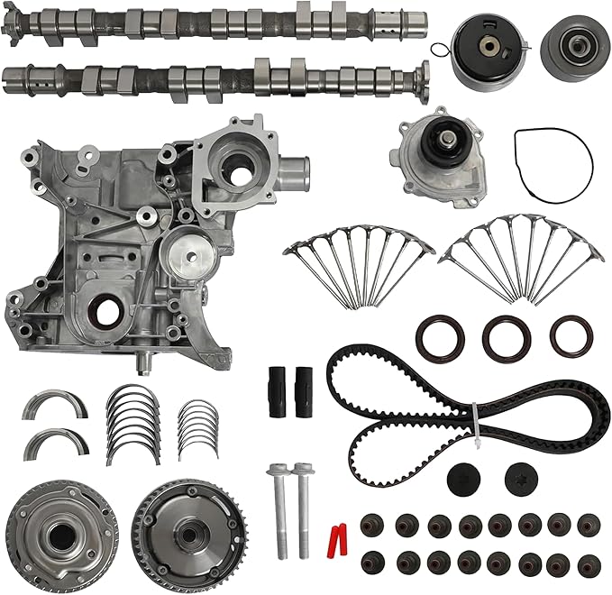 1.8 2Pcs Intake&Exhaust Camshaft Timing Belt Kit w/VVT Gear Water Pump Oil Pump Valves Bearings Kit Fit For Chevrolet Cruze Sonic Cruze Limited 1.8L L4 2011-2018 55571921 55571923 TCK338 TB338