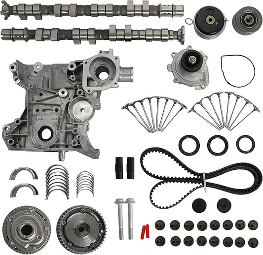 1.8 2Pcs Intake&Exhaust Camshaft Timing Belt Kit w/VVT Gear Water Pump Oil Pump Valves Bearings Kit Fit For Chevrolet Cruze Sonic Cruze Limited 1.8L L4 2011-2018 55571921 55571923 TCK338 TB338