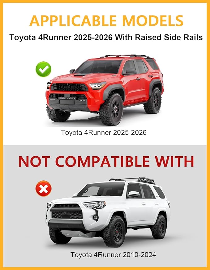 Tuyoung 330lbs Lockable Roof Rack Cross Bars Compatible with Toyota 4Runner 2025 2026, All Aluminum Heavy Duty Roof Rails Crossbars Luggage Racks Kayak Cargo Carrier Rooftop SUV Accessories