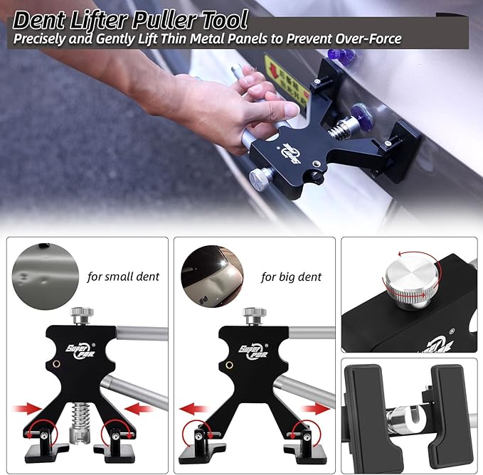 Super PDR Paintless Dent Repair Kit, Car Dent Removal Tools, PDR Tools, Dent Puller Kit with Dent Lifter, Bridge Puller, Slide Hammer T-Bar for Car Body Dents, Kit Includes Glue Removal Tool