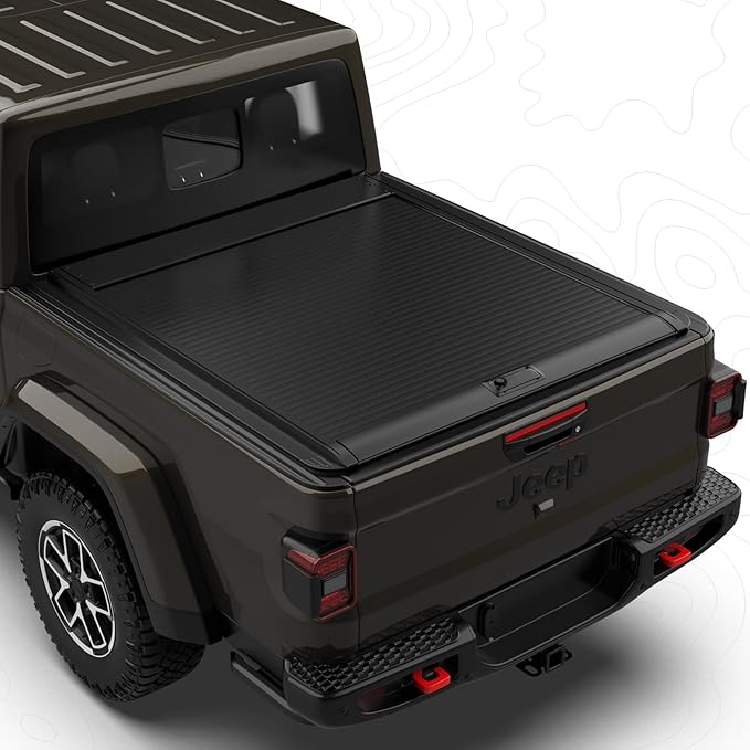 LOR ROX Retractable Hard Truck Bed Tonneau Cover for 2019-2023 Jeep Gladiato 5' Ft Bed (60.3") | Easy to Install | No Drilling Required Install | Enhanced Security & Sleek Design | Aluminum