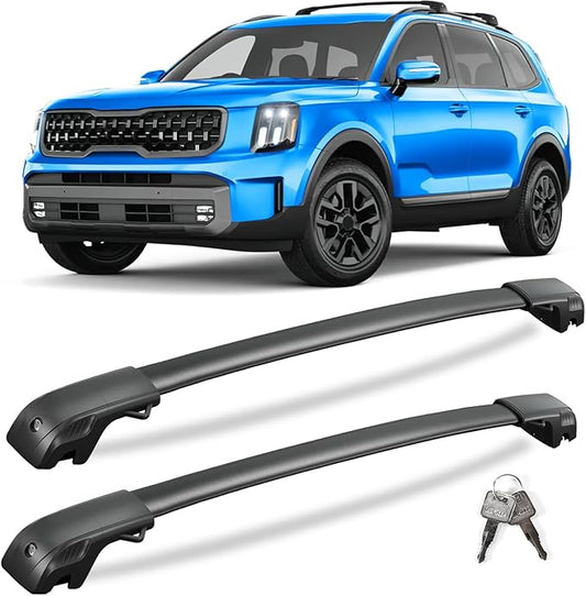 KINGGERI 300lbs Lockable Roof Rack Cross Bars Compatible with Kia Telluride X-PRO X-LINE 2023 2024 2025 with Raised Side Rails, Heavy Duty Aluminum Roof Rails Crossbars Luggage Accessories