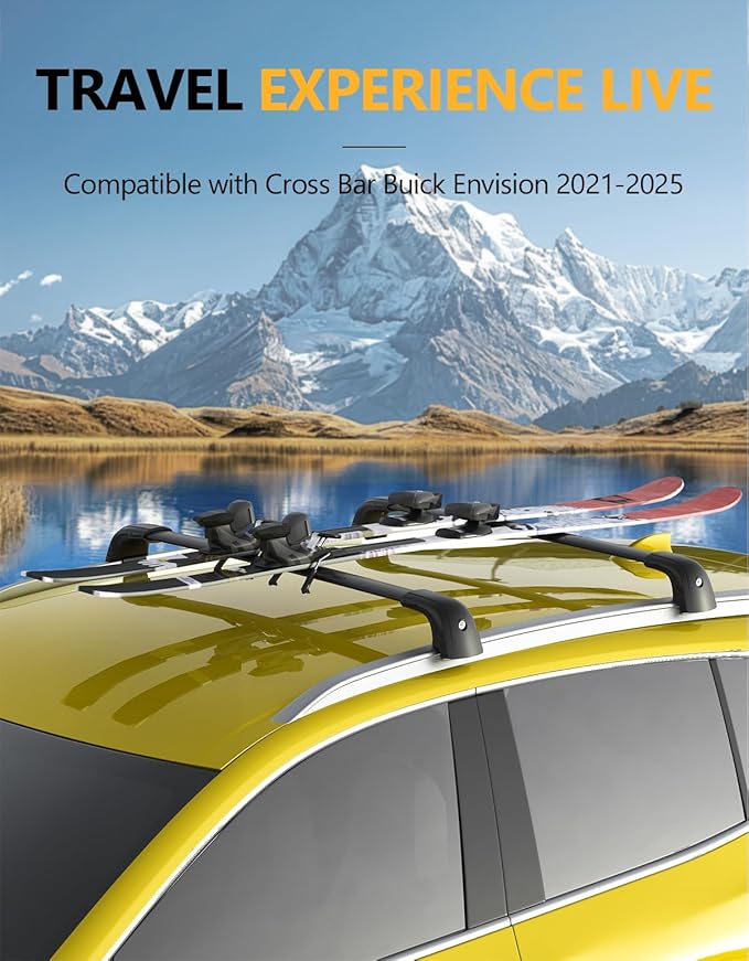 Tuyoung Roof Rack Cross Bars Compatible with Buick Envision 2021-2026 (with Flush Side Rails), 220lbs Lockable Aluminum Roof Rails Crossbars Bars Rooftop Cargo Carrier Luggage Black