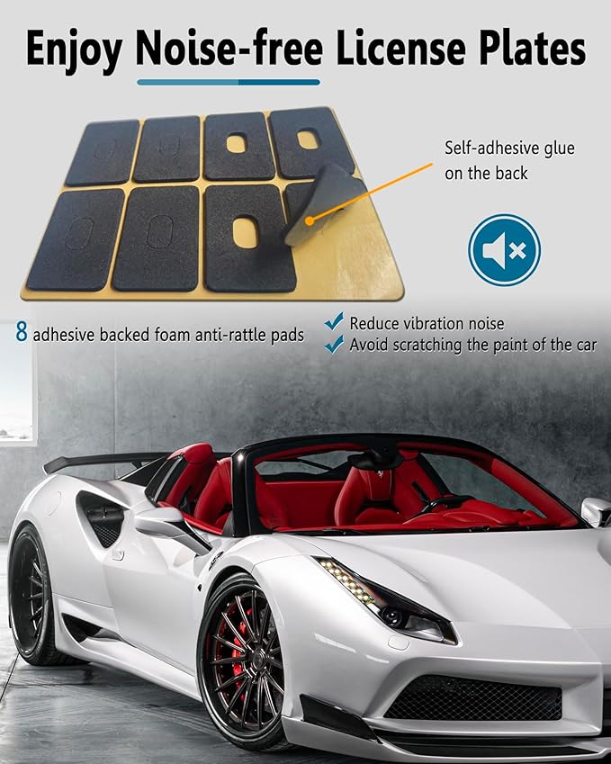 Carbon Fiber License Plate Frames- 2 Pack Black Aluminum Front & Rear Auto Car Tag Holder, Heavy Duty Bracket with Mount Hardware, Screws Caps, Rattle Proof Pads (Carbon Pattern