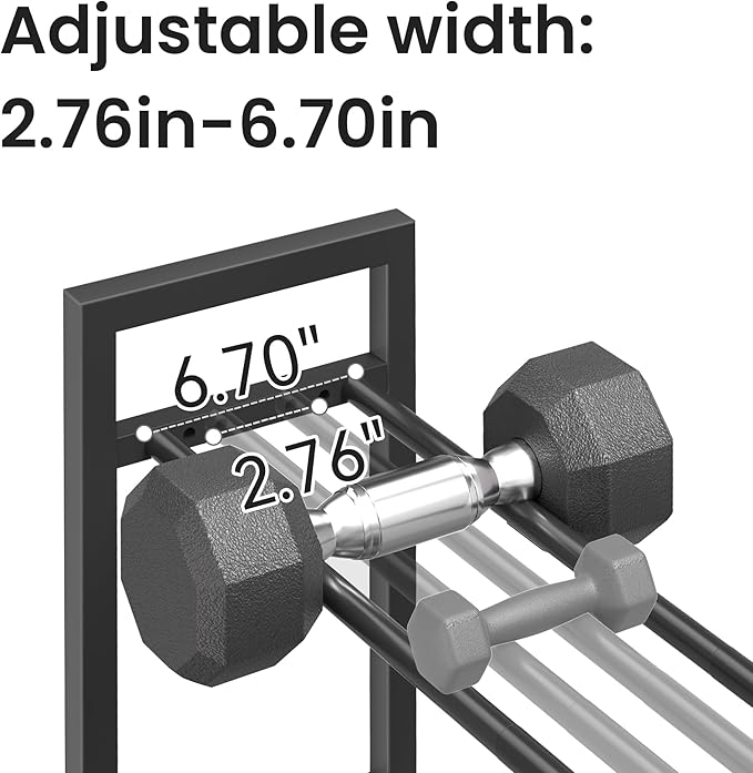 Pickpiff Adjustable 3-Tier Dumbbell Rack – Heavy-Duty Metal Weight Storage Stand for Dumbbells, Kettlebells, and More – Space-Efficient Home Gym Organizer – 360 lb Capacity (Dumbbells Not Included)