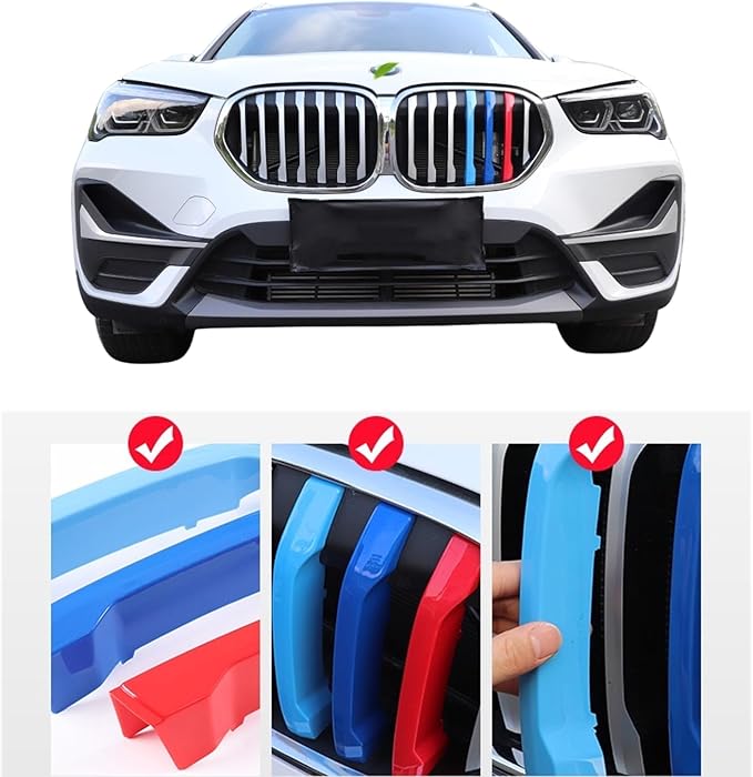 Automotive Grill Inserts for BMW X1 F48 2020-2022 7-Beam LCI Model, Front Grille Accessories