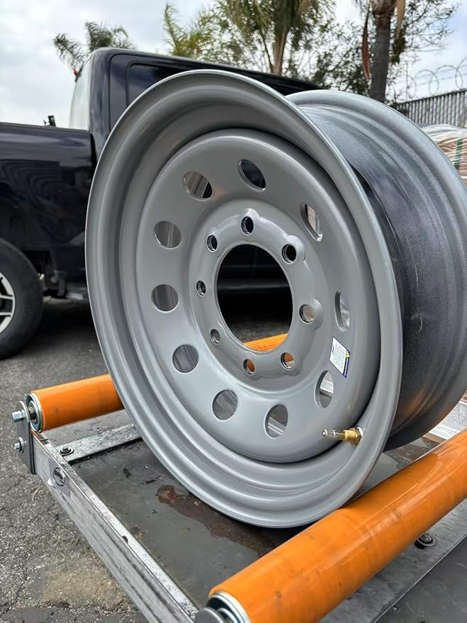Steel wheel 16x6 Deavy Duty 8x6.5 inch BCD:4.9inch Offset0 10 Mod Load:4400lbs 25.73 110psi lbs TR416S (Silver)