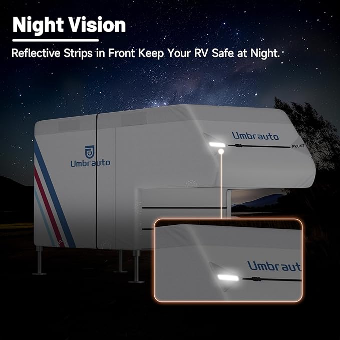 Truck Camper Cover for 10–12FT Slide-in Campers – 300D Oxford Waterproof RV Cover, Silver-Coated, All-Weather Protection with Windproof Straps & Air Vents