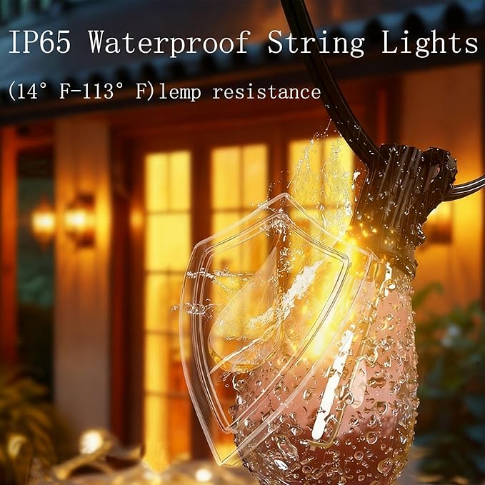 100FT LED Outdoor String Lights with Remote, Dimmable Timing 3 Light Modes Outside Patio Lights for Backyard Porch Deck Garden Balcony Pool Party Hanging Lighting Decor