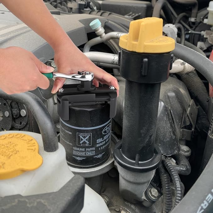 Adjustable Oil Filter Wrench Removal Tool 1/2'' Drive, Universal Oil Filter Cap Socket Wrench, fits Small & Medium-sized Spin-on Oil Filter (80-105mm)