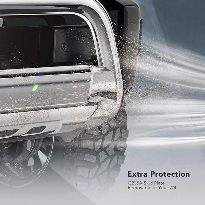 YHTAUTO 3" Bull Bar Push Bar with Skid Plate Light Mount Fit Nissan Models, Titan 2017-2024 V8 5.6L, S/S 304 Brush Guard for Truck Front Bumper Off Road Accessories