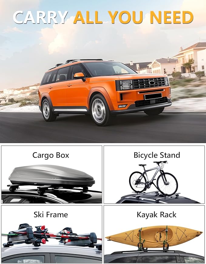 Tuyoung 300lbs Roof Rack Cross Bars Compatible with 2024 2025 2026 Hyundai Santa Fe & Santa Fe Hybrid (Not for SE), Lockable Heavy Duty Aluminum Anti-Theft Metal Lock Roof Crossbars