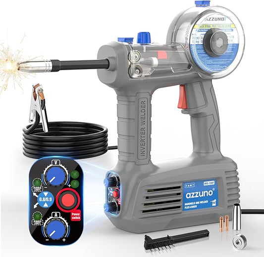 AZZUNO 100Amp Handheld MIG Welder Machine, Gasless MIG Welder Machine, Portable Flux MIG Welding Machine 100V