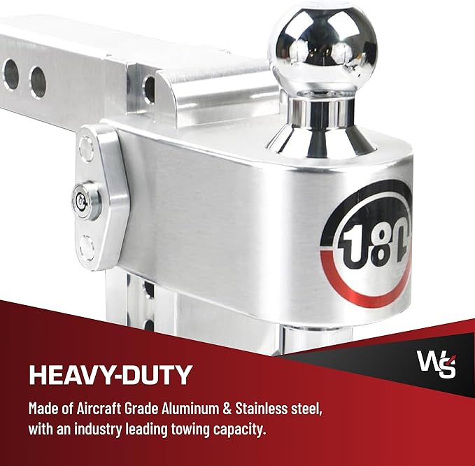 Weigh Safe Adjustable Trailer Hitch Ball Mount, 4" Adjustable Drop Hitch for 2" Receiver w/ 4 pc Keyed Alike Lock Set, Heavy Duty Aluminum Trailer Tow Hitch w/Chrome Plated Tow Balls, 12,500 lbs GTW