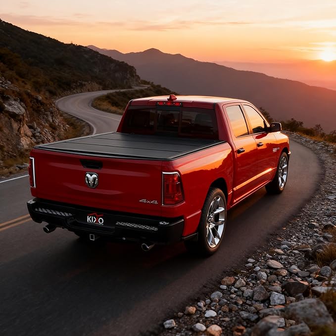 Kikito HTL Truck Bed Tonneau Cover Compatible with 2009-2025 Dodge Ram 1500 with 5.7" (67in) Bed w/o RamBox Truck Bed w/Track System Low-Profile Style FRP Hard Folding Truck Cover No-Drill 100% Access