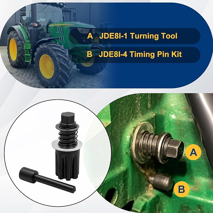 JDE81-1 JDE81-4 Engine Turning Tool and Timing Set Replacement for Jo-hn Deere 4024 4039 4045 4239 4276 6359 6619 6059 6068 6076 6081 6090 6105 6125 and 6135 Engines