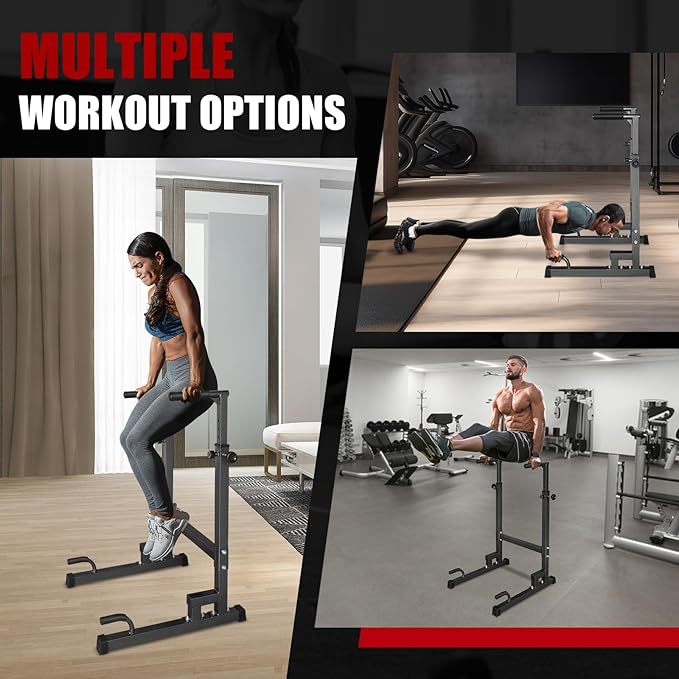 Dip Stand, Pull Up Bar Station, Power Tower, Heavy Duty Parallel Bar for Tricep Dips, Pull-Ups, Push-Ups, L-Sits