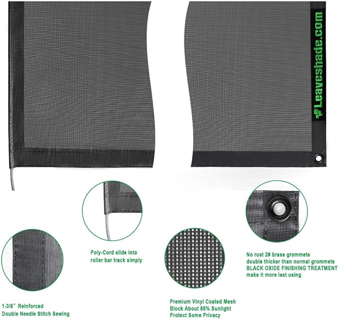 Tentproinc RV Awning Sun Shade Screen 10'X17'3'' (fit for 18' Awning) Mesh Sunshade Block RV Awning Front Sun Glary Motorhome Camping Trailer Awning UV Sunblocker - 3 Year Warranty (Black)