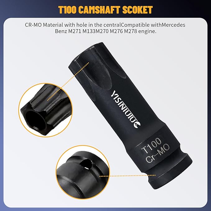 Engine Alignment Locking Timing Tool Kit with 4PCS Camshaft Adjuster Tool Kit, Compatible with Mercedes Benz M157/M276/M278, T60 & T100 Camshaft Scoket, Fuel Injector Puller