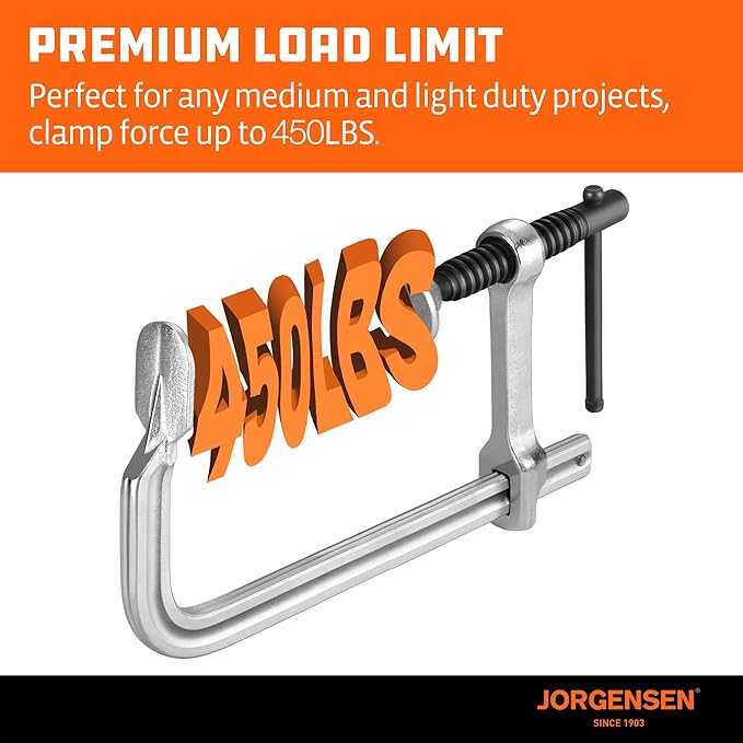 Jorgensen Bar Clamps, 6-Inch Heavy-duty Drop Forged Steel Bar Clamps for Woodworking and Welding, 2 Pack