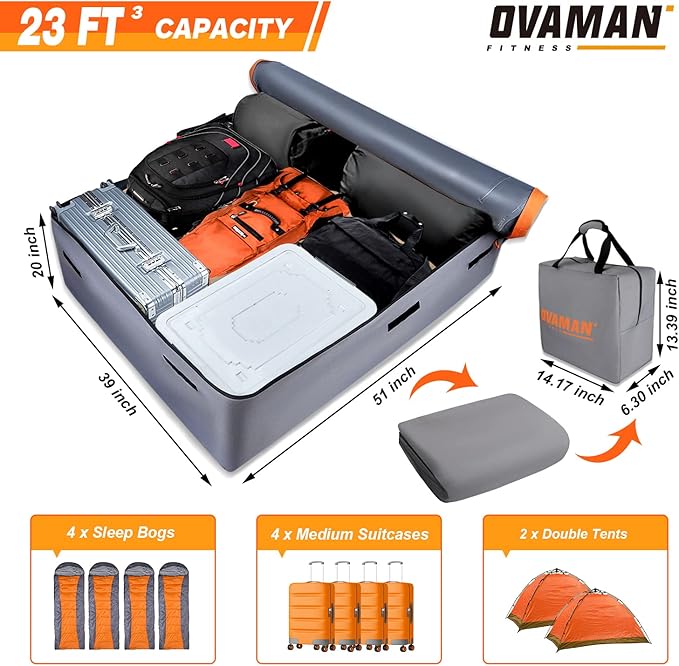 Car Rooftop Cargo Carrier Bag – 23 Cubic Feet Waterproof Heavy Duty 900D Roof Bag for All Vehicles SUV with/Without Roof Rack, Car Storage Bag with Anti-Slip Mat, 6 Hooks & Luggage Lock