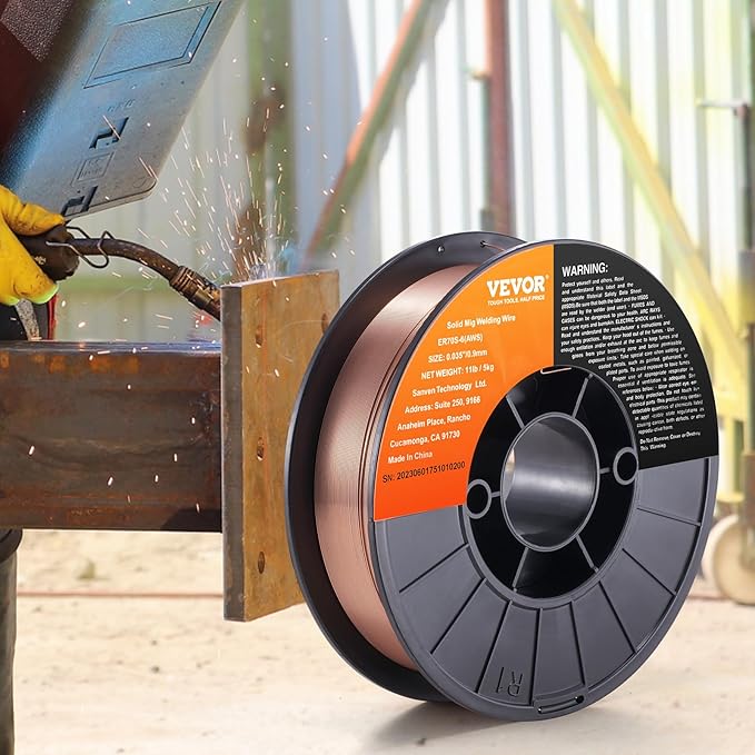 VEVOR Solid MIG Welding Wire, ER70S-6 0.035-inch 11LBS with Low Splatter and High Levels of Deoxidizers for All Position Gas Welding